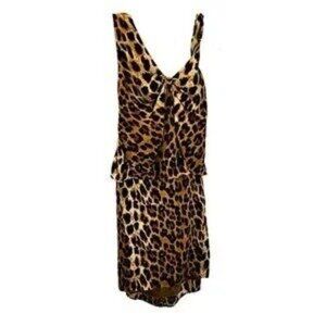 Women's Leopard‎ Print Sexy Cut Out Open Back Mini Dress
